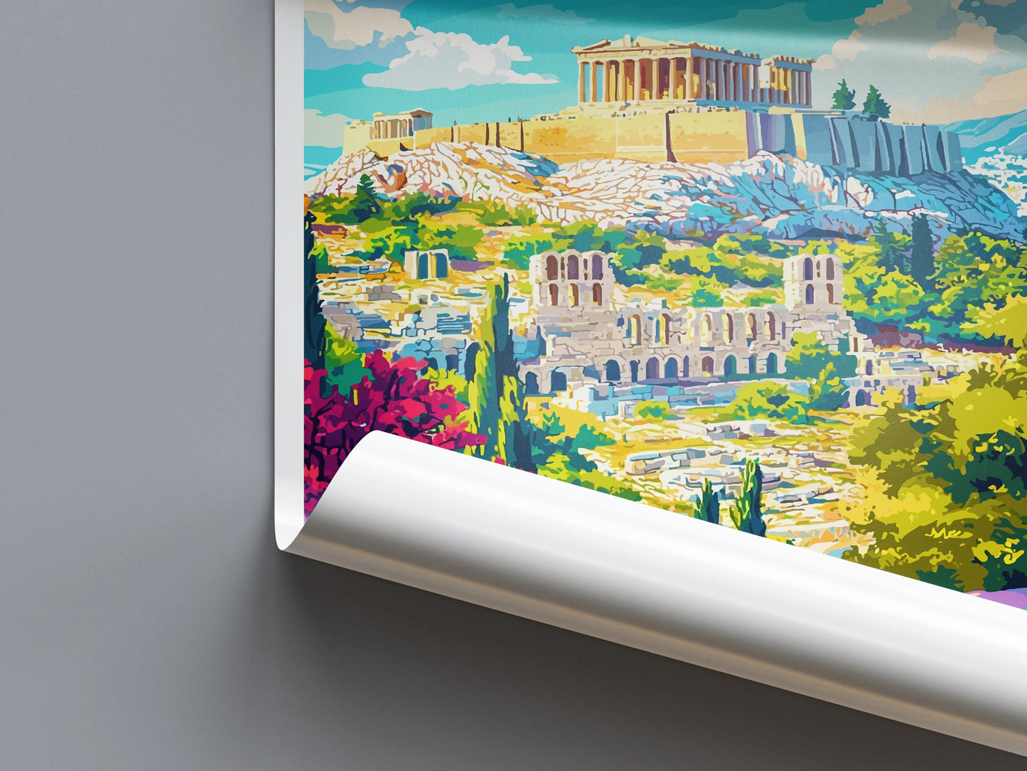 Athens Travel Print Greece Wall Art Cityscape Poster Ancient Ruins Decor Gift for History Lover Acropolis Landscape Art Print