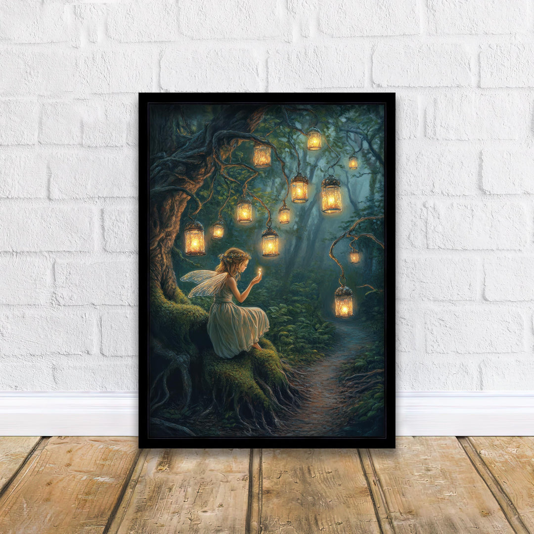 Firefly Lantern Fairies Print | Vintage Cottagecore Art