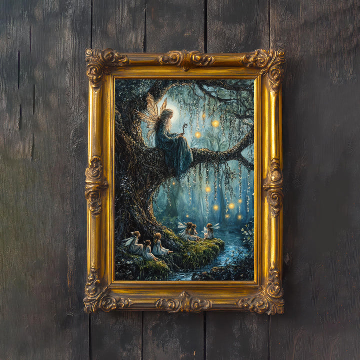 Willow Tree Fairy Print, Vintage Cottagecore Art