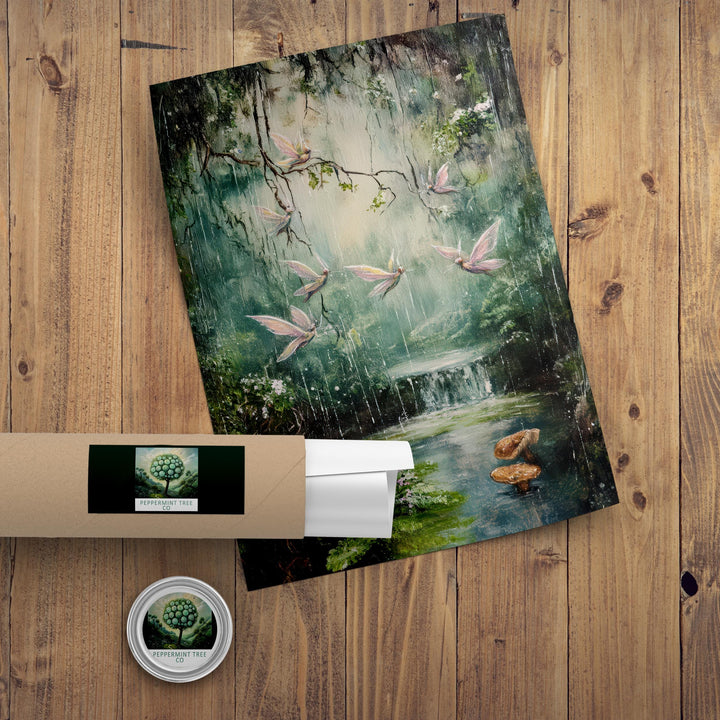Fairy Raindrop Singers Print, Vintage Fairytale Cottagecore Art