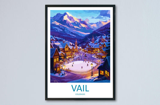 Vail Travel Print Colorado Wall Art Mountain Landscape Poster Ski Resort Decor Gift for Adventure Lover Alpine Scenery Art