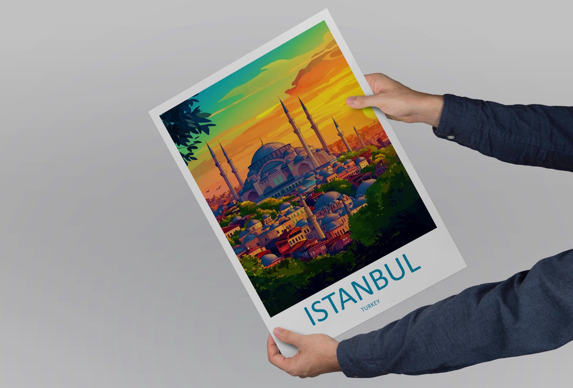 Istanbul Travel Print Turkey Wall Art Cityscape Poster Cultural Decor Gift for History Lover Bosphorus Landscape Art Print