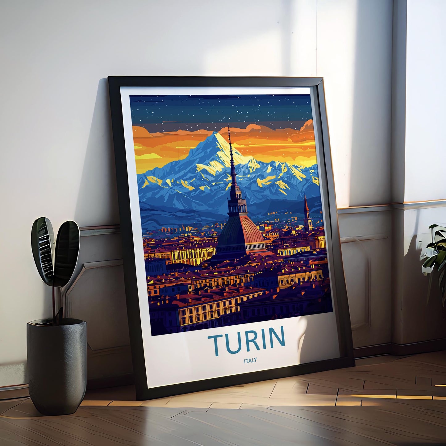 Turin Travel Print Italy Wall Art Cityscape Poster Historic Decor Gift for Architecture Lover Piedmont Landscape Art Print
