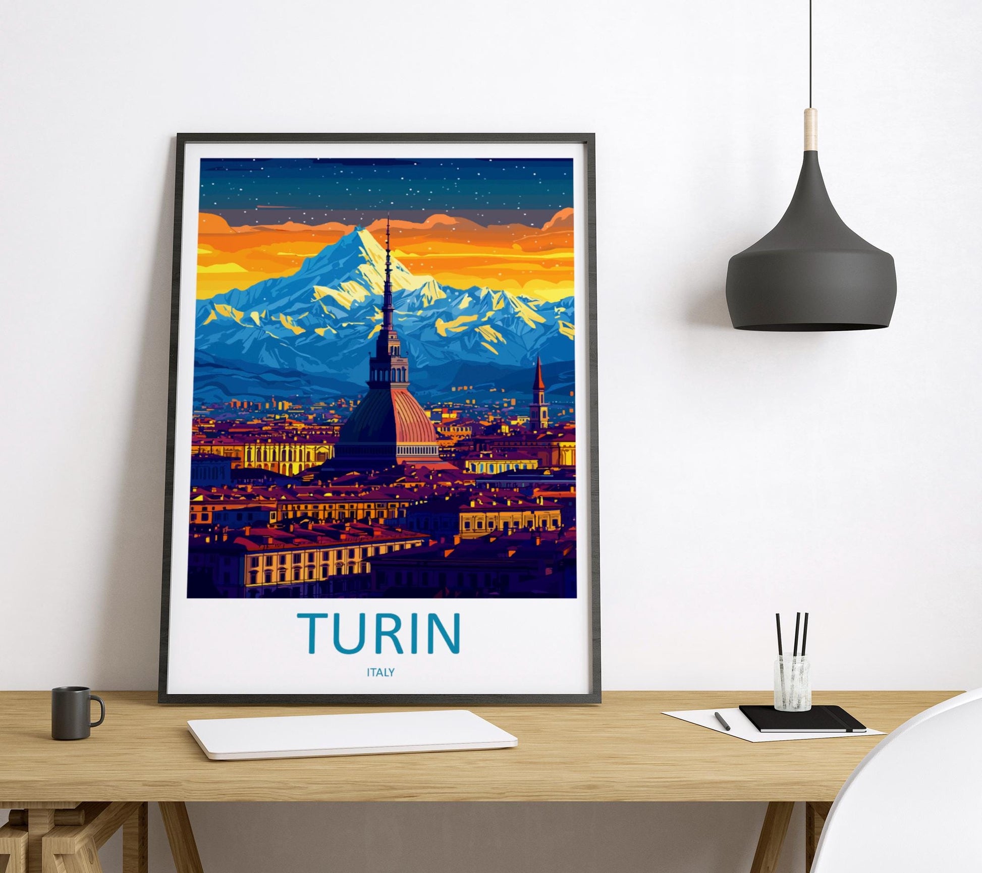 Turin Travel Print Italy Wall Art Cityscape Poster Historic Decor Gift for Architecture Lover Piedmont Landscape Art Print