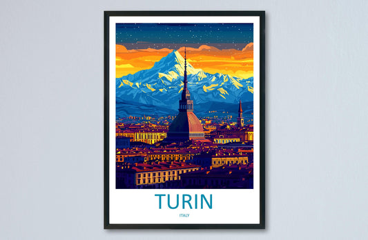 Turin Travel Print Italy Wall Art Cityscape Poster Historic Decor Gift for Architecture Lover Piedmont Landscape Art Print
