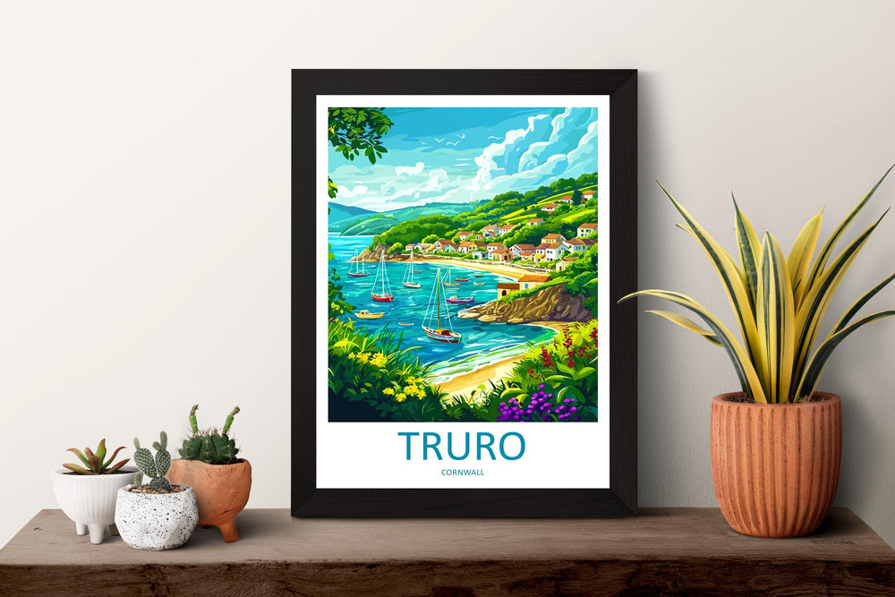 Truro Travel Print Cornwall Wall Art Cityscape Poster Cathedral Decor Gift for UK Lover Historic Town Landscape Art Print