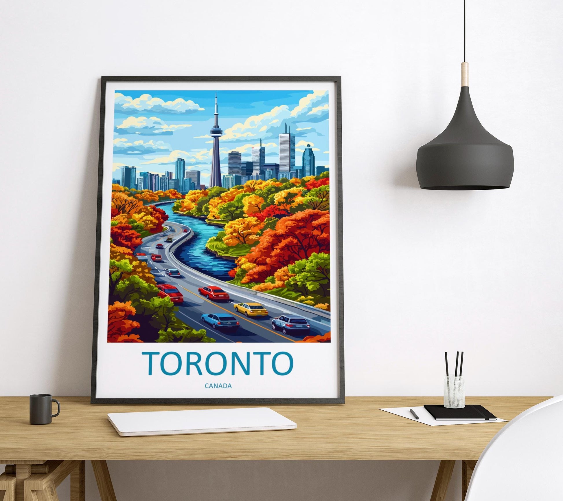 Toronto Travel Print Canada Wall Art City Skyline Poster Urban Decor Gift for Architecture Lover CN Tower Landscape Art Print