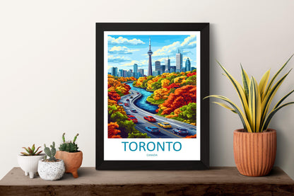 Toronto Travel Print Canada Wall Art City Skyline Poster Urban Decor Gift for Architecture Lover CN Tower Landscape Art Print