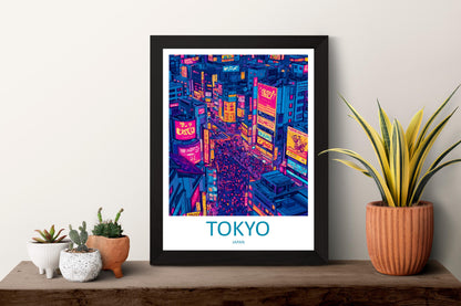 Tokyo Travel Print Japan Wall Art Cityscape Poster Neon Decor Gift for Culture Lover Urban Skyline Landscape Art Print
