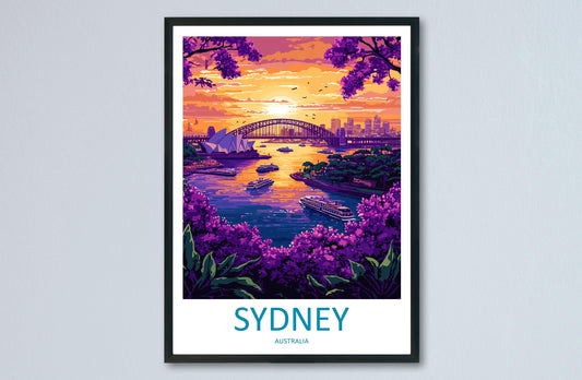 Sydney Travel Print Australia Wall Art Cityscape Poster Coastal Decor Gift for Architecture Lover Harbour Landscape Art Print