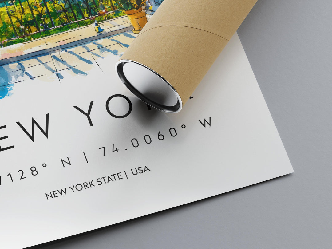 New York Watercolor Poster New York Travel Print New York Wall Art New York Cityscape Painting New York Souvenir USA Decor