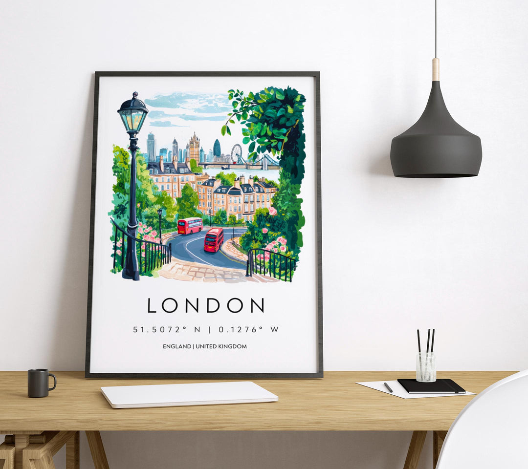 London Watercolor Poster London Travel Print London Wall Art London Cityscape Painting London Souvenir UK Decor