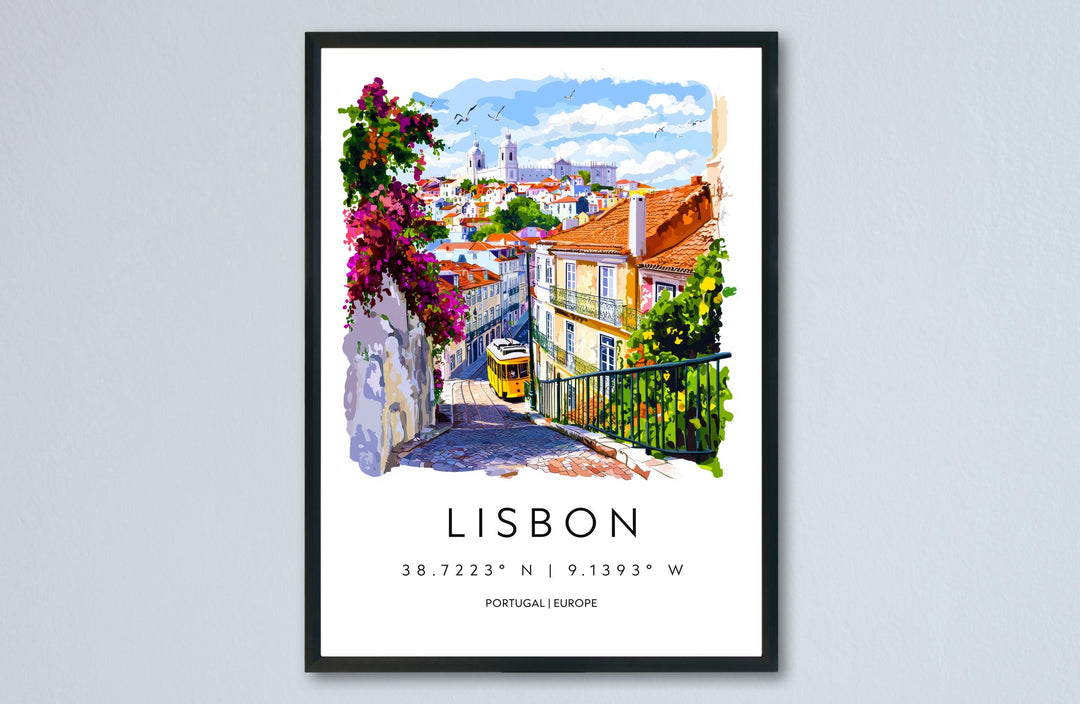 Lisbon Watercolor Poster Lisbon Travel Print Lisbon Wall Art Lisbon Cityscape Painting Lisbon Souvenir Portugal Decor