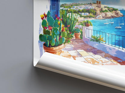 Ibiza Watercolor Poster Ibiza Travel Print Ibiza Wall Art Ibiza Cityscape Painting Ibiza Souvenir Spain Island Decor