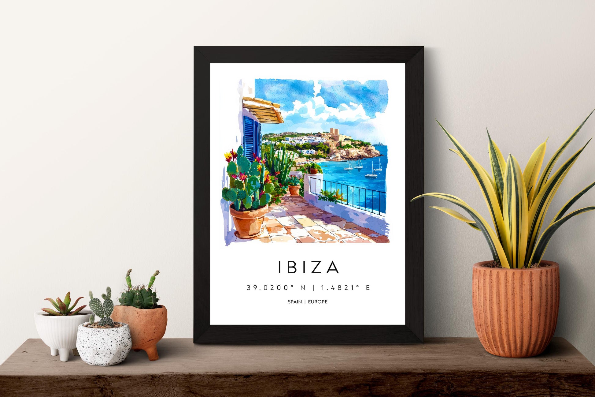Ibiza Watercolor Poster Ibiza Travel Print Ibiza Wall Art Ibiza Cityscape Painting Ibiza Souvenir Spain Island Decor