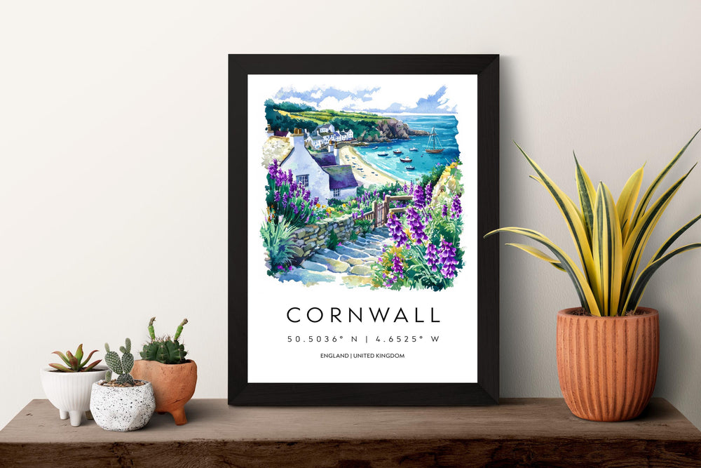 Cornwall Watercolor Poster Cornwall Travel Print Cornwall Wall Art Cornwall Coast Painting Cornwall Souvenir UK Decor