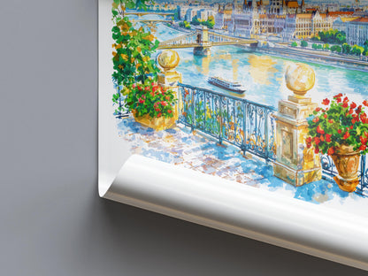Budapest Watercolor Poster Budapest Travel Print Budapest Wall Art Budapest Cityscape Painting Budapest Souvenir Hungary Decor