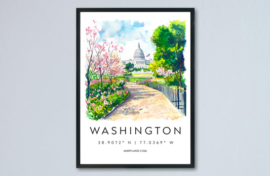 Washington DC Watercolor Poster Washington DC Travel Print Washington dc Wall Art Washington dc Painting Washington dc Souvenir USA Decor