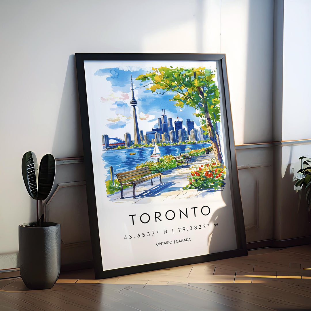 Toronto Watercolor Poster Toronto Travel Print Toronto Wall Art Toronto Cityscape Painting Toronto Souvenir Canada Decor