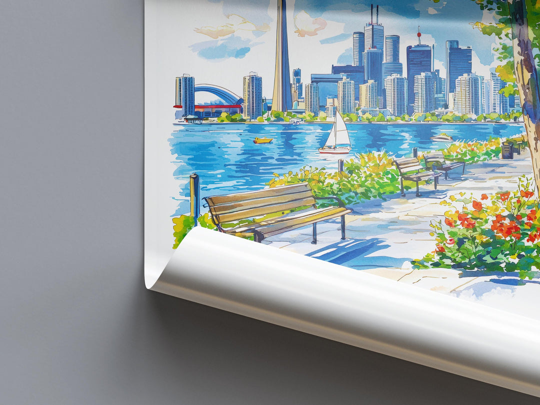 Toronto Watercolor Poster Toronto Travel Print Toronto Wall Art Toronto Cityscape Painting Toronto Souvenir Canada Decor