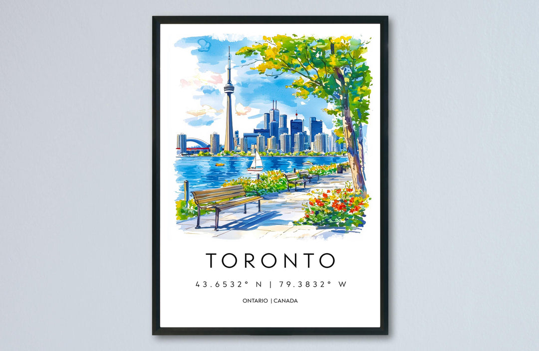 Toronto Watercolor Poster Toronto Travel Print Toronto Wall Art Toronto Cityscape Painting Toronto Souvenir Canada Decor