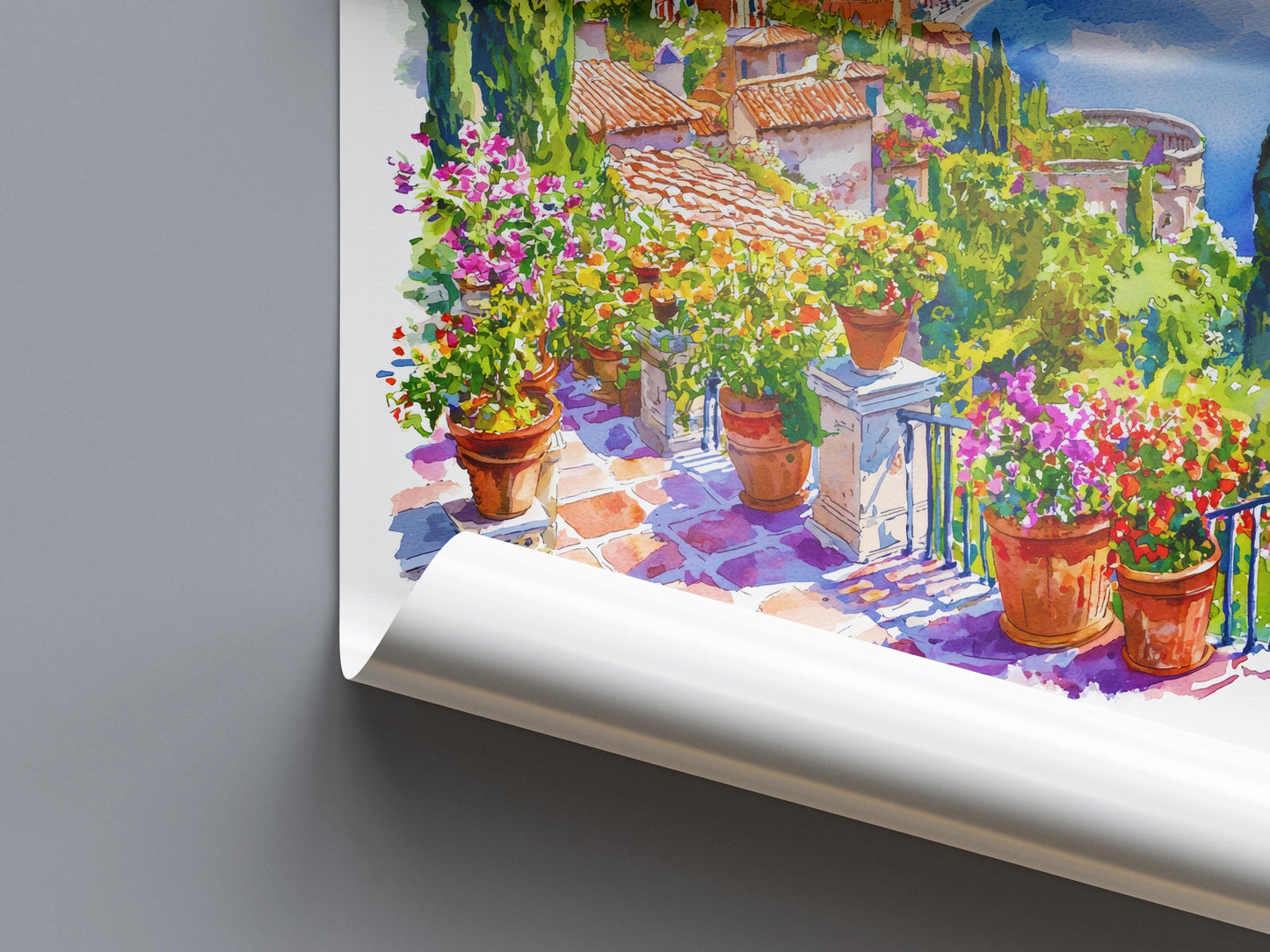 Taormina Watercolor Poster Taormina Travel Print Taormina Wall Art Taormina Cityscape Painting Taormina Souvenir Sicily Decor