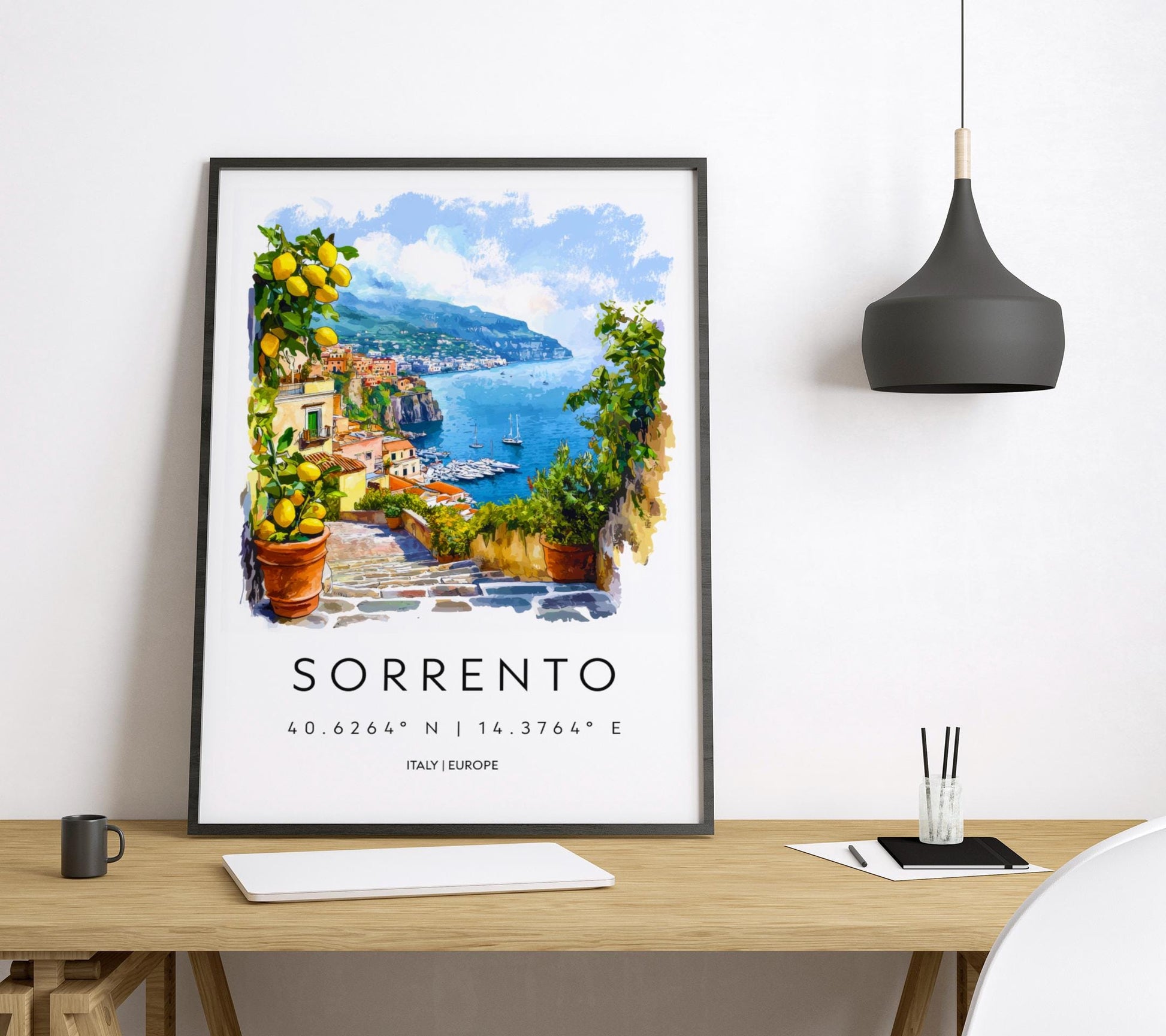 Sorrento Watercolor Poster Sorrento Travel Print Sorrento Wall Art Sorrento Cityscape Painting Sorrento Souvenir Italy Decor