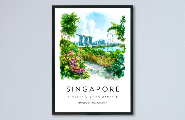 Singapore City Watercolor Poster Singapore City Travel Print Singapore City Wall Art Singapore Cityscape Painting Singapore City Souvenir