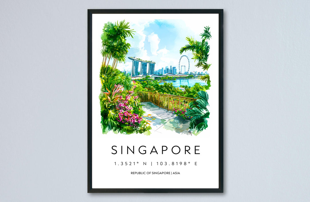 Singapore City Watercolor Poster Singapore City Travel Print Singapore City Wall Art Singapore Cityscape Painting Singapore City Souvenir