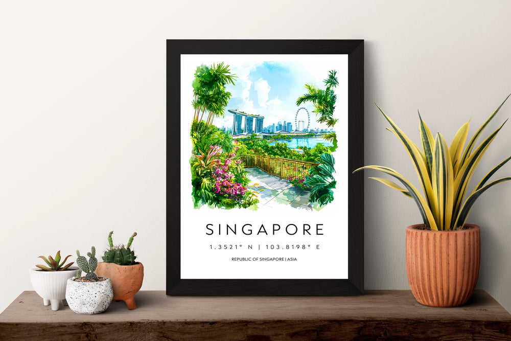 Singapore City Watercolor Poster Singapore City Travel Print Singapore City Wall Art Singapore Cityscape Painting Singapore City Souvenir