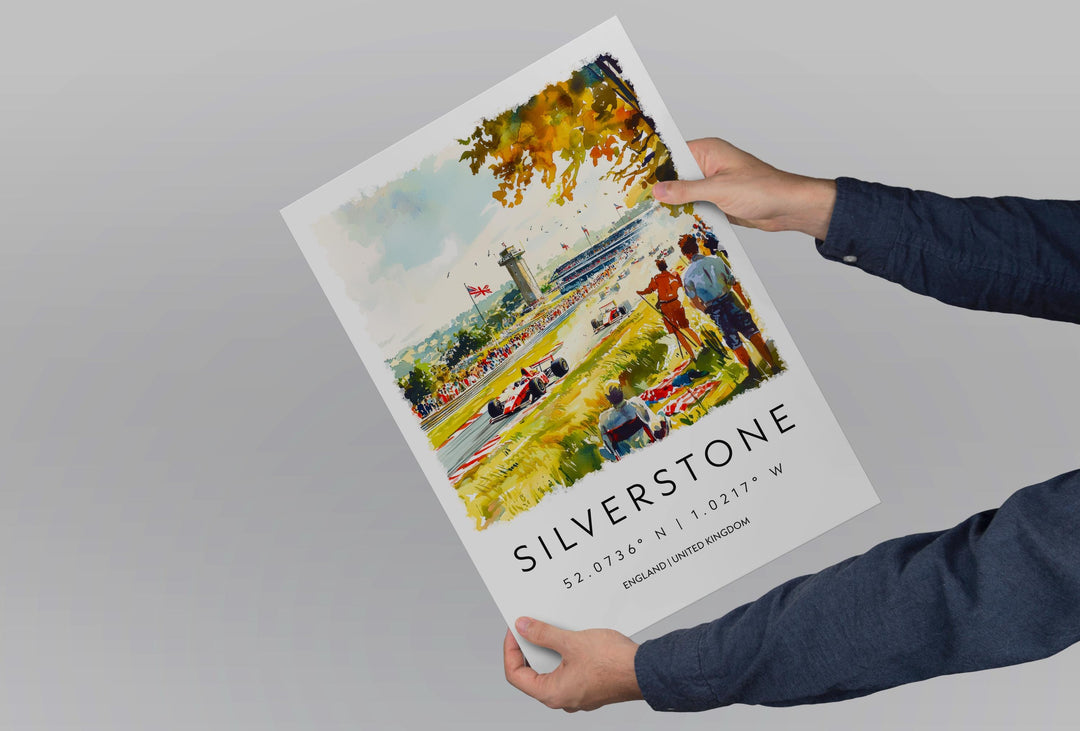 Silverstone Watercolor Poster Silverstone Travel Print Silverstone Wall Art Silverstone Racing Painting Silverstone Souvenir UK Decor