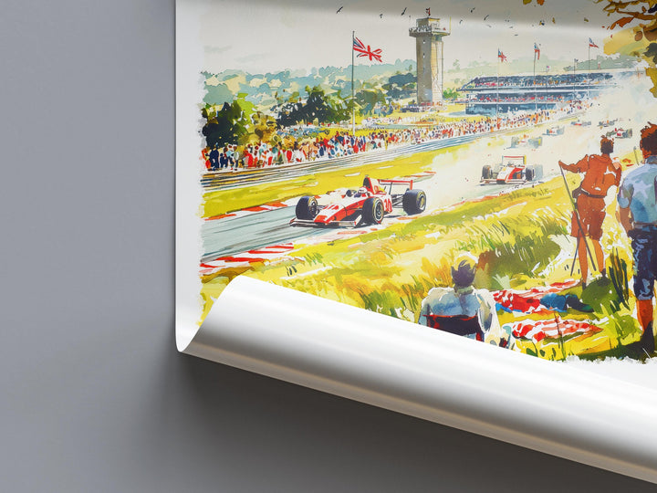 Silverstone Watercolor Poster Silverstone Travel Print Silverstone Wall Art Silverstone Racing Painting Silverstone Souvenir UK Decor
