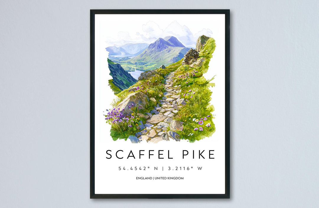 Scafell Pike Watercolor Poster Scafell Pike Travel Print Scafell Pike Wall Art Scafell Pike Landscape Painting Scafell Pike Souvenir UK Deco