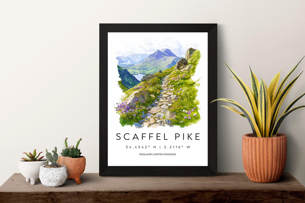 Scafell Pike Watercolor Poster Scafell Pike Travel Print Scafell Pike Wall Art Scafell Pike Landscape Painting Scafell Pike Souvenir UK Deco