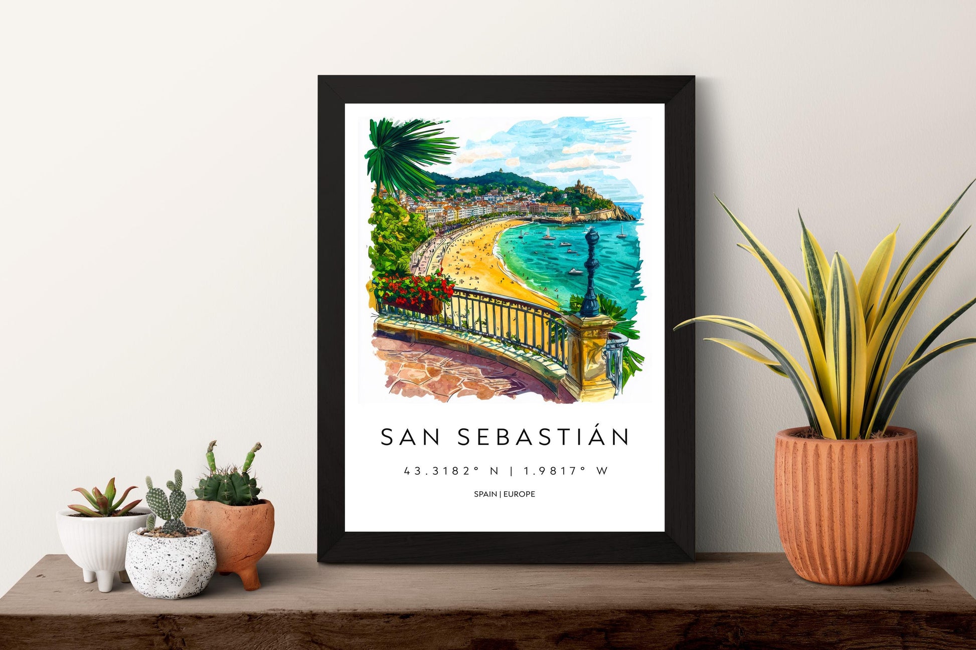 San Sebastián Watercolor Poster San Sebastián Travel Print San Sebastián Wall Art San Sebastián Cityscape Painting San Sebastián Souvenir