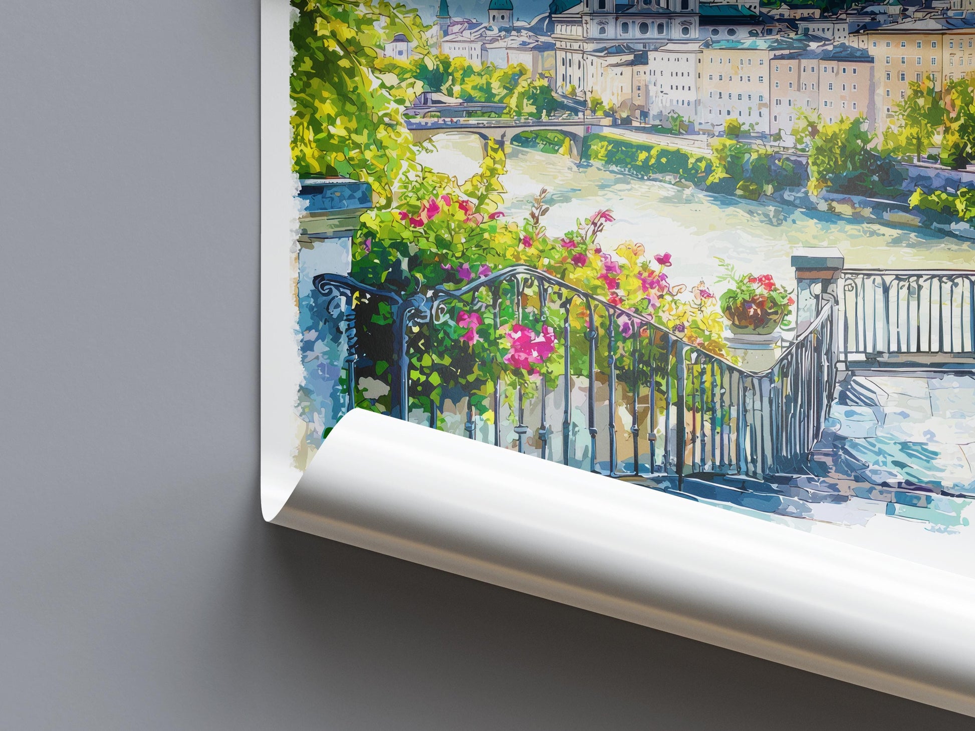 Salzburg Watercolor Poster Salzburg Travel Print Salzburg Wall Art Salzburg Cityscape Painting Salzburg Souvenir Austria Decor