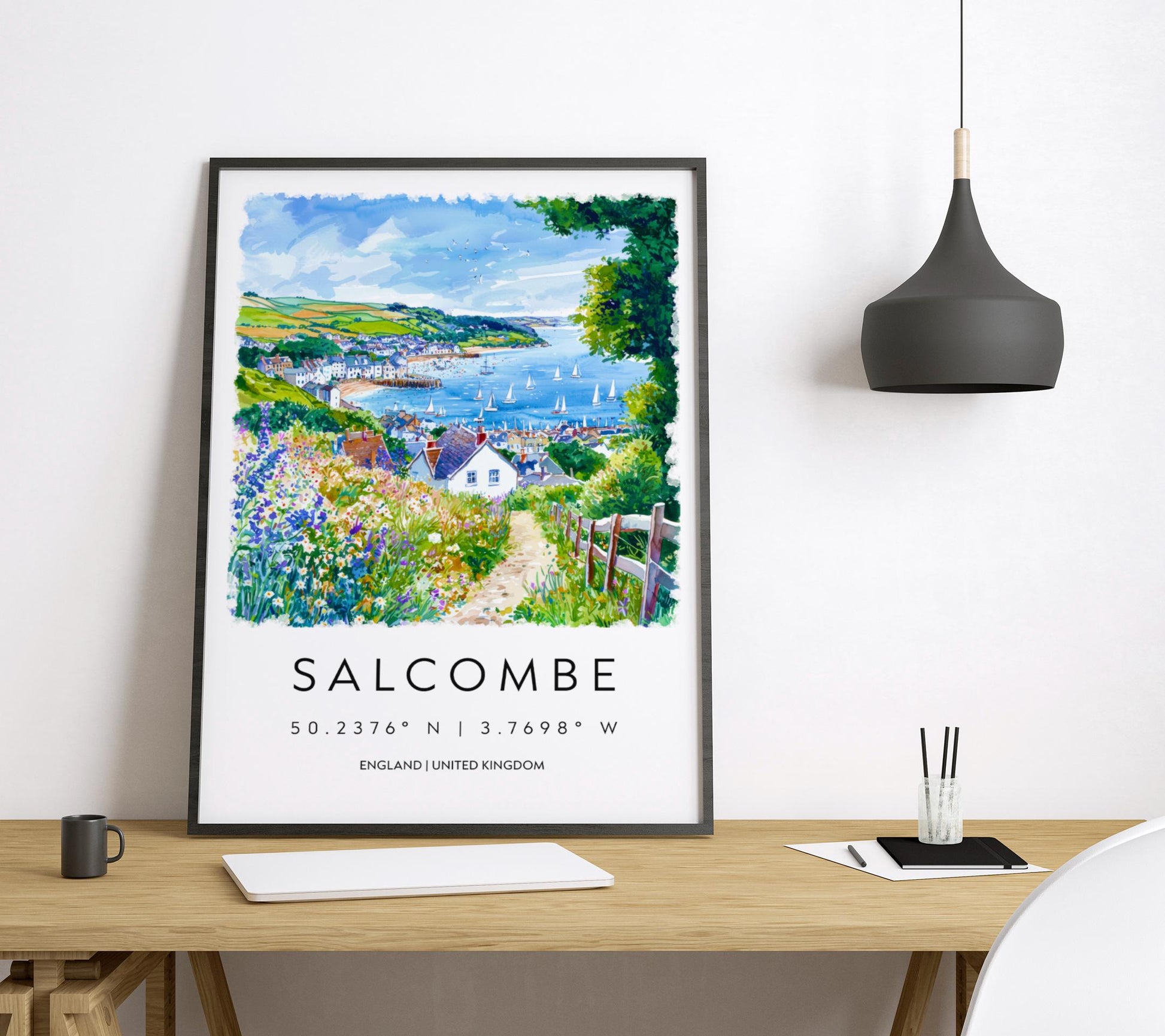 Salcombe Watercolor Poster Salcombe Travel Print Salcombe Wall Art Salcombe Harbour Painting Salcombe Souvenir UK Coastal Decor