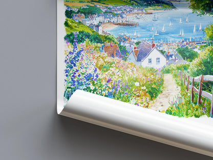 Salcombe Watercolor Poster Salcombe Travel Print Salcombe Wall Art Salcombe Harbour Painting Salcombe Souvenir UK Coastal Decor