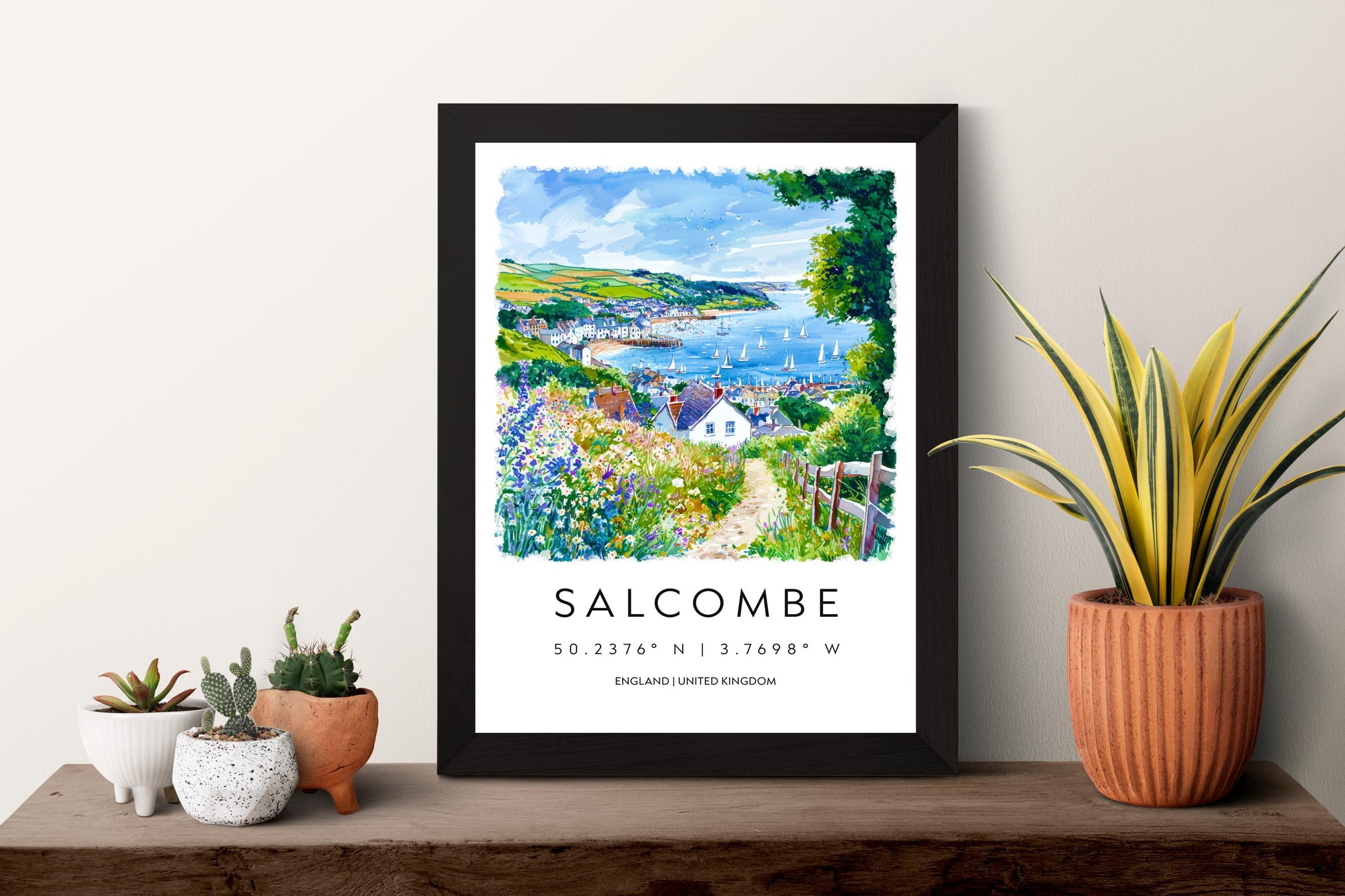 Salcombe Watercolor Poster Salcombe Travel Print Salcombe Wall Art Salcombe Harbour Painting Salcombe Souvenir UK Coastal Decor