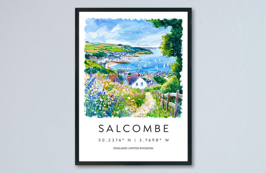 Salcombe Watercolor Poster Salcombe Travel Print Salcombe Wall Art Salcombe Harbour Painting Salcombe Souvenir UK Coastal Decor
