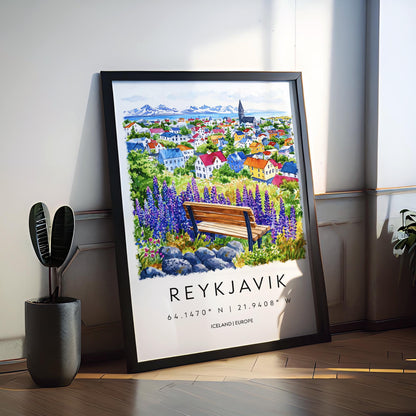 Reykjavík Watercolor Poster Reykjavík Travel Print Reykjavík Wall Art Reykjavík Cityscape Painting Reykjavík Souvenir Iceland Decor