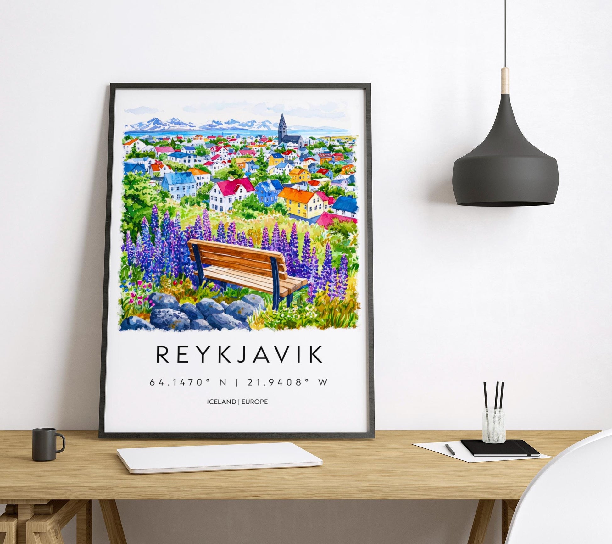 Reykjavík Watercolor Poster Reykjavík Travel Print Reykjavík Wall Art Reykjavík Cityscape Painting Reykjavík Souvenir Iceland Decor