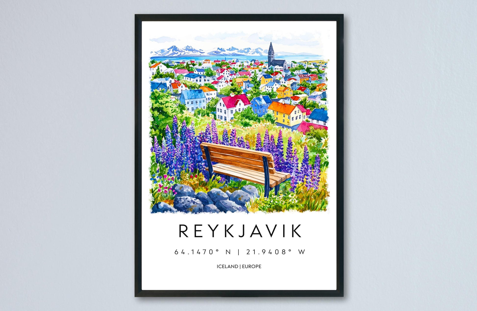 Reykjavík Watercolor Poster Reykjavík Travel Print Reykjavík Wall Art Reykjavík Cityscape Painting Reykjavík Souvenir Iceland Decor