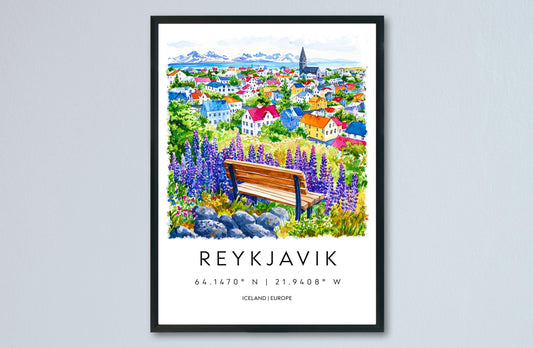 Reykjavík Watercolor Poster Reykjavík Travel Print Reykjavík Wall Art Reykjavík Cityscape Painting Reykjavík Souvenir Iceland Decor