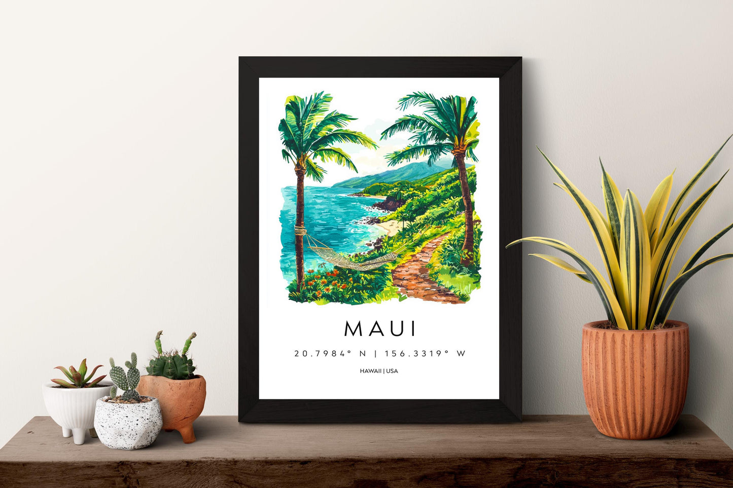 Maui Watercolor Poster Maui Travel Print Maui Wall Art Maui Landscape Painting Maui Souvenir Hawaii Island Decor