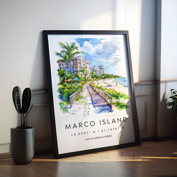 Marco Island Watercolor Poster Marco Island Travel Print Marco Island Wall Art Marco Island Painting Marco Island Souvenir Florida Decor