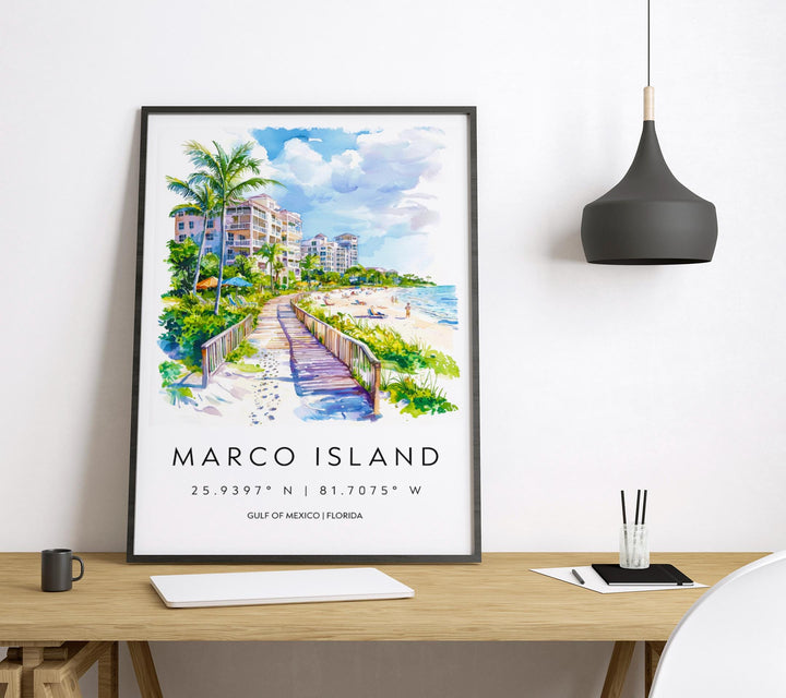 Marco Island Watercolor Poster Marco Island Travel Print Marco Island Wall Art Marco Island Painting Marco Island Souvenir Florida Decor