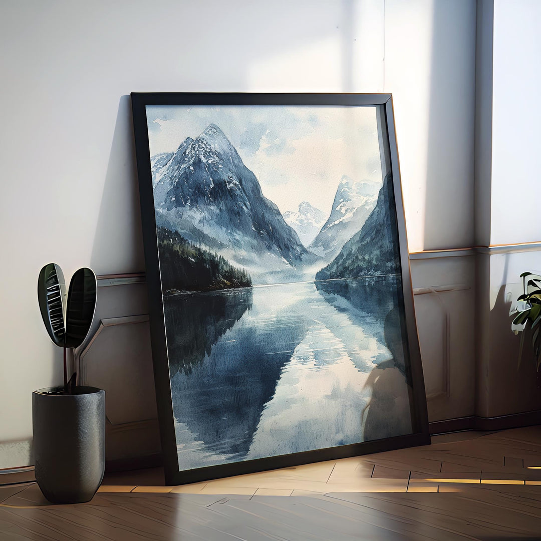 Fjords Watercolor Poster Fjords Travel Print Fjords Wall Art Fjords Landscape Painting Fjords Souvenir Norway Decor