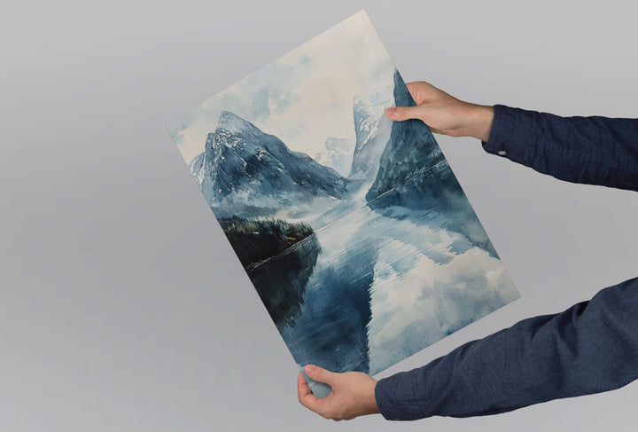 Fjords Watercolor Poster Fjords Travel Print Fjords Wall Art Fjords Landscape Painting Fjords Souvenir Norway Decor