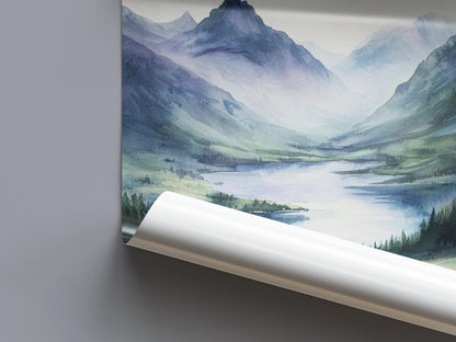 Scottish Highlands Watercolor Poster Scottish Highlands Travel Print Scottish Highlands Wall Art Scottish Highlands Landscape Painting
